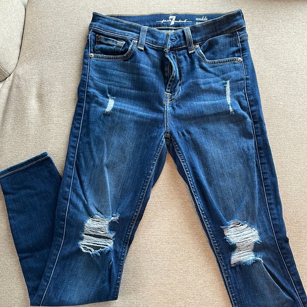 Seven for all mankind skinny distressed jeans. Size 25.